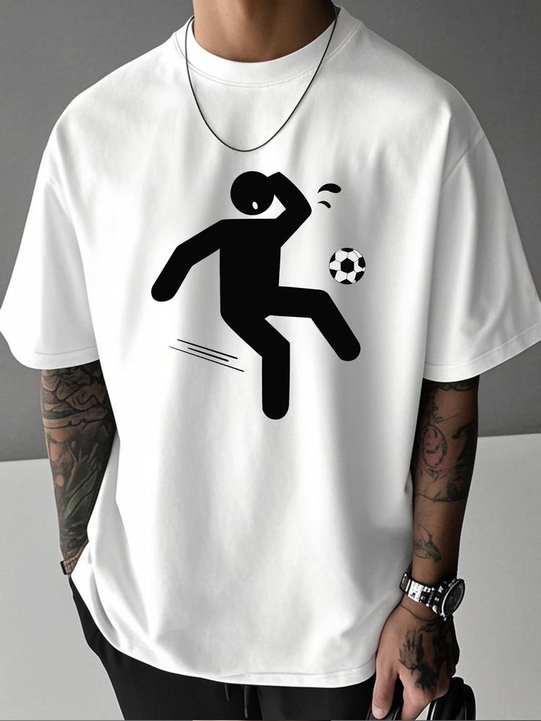 Unisex Summer Crew Neck T Shirt Funny Stick Figure Football Graphic Tees Loose Short Sleeve Sport Soccer Print Daily Tops