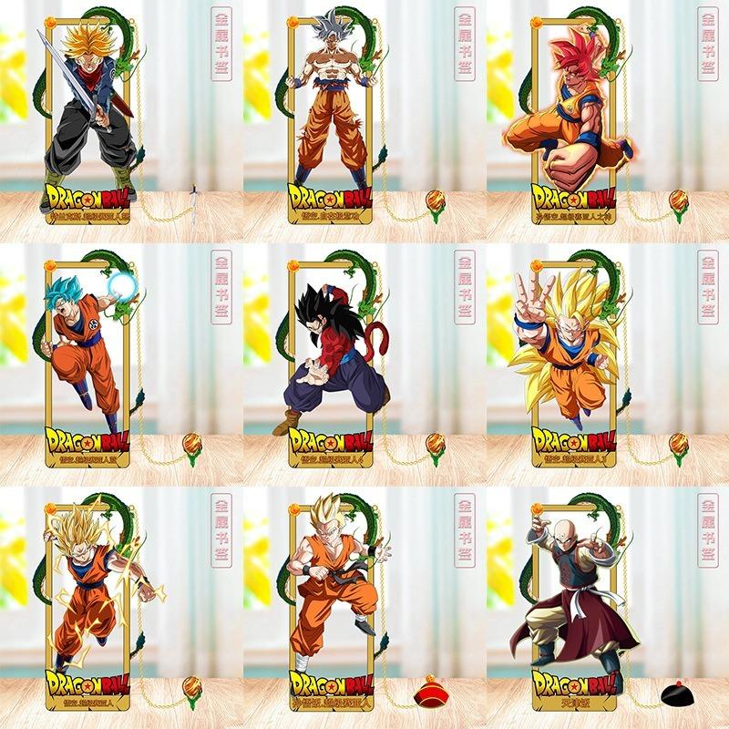 Dragon Ball Anime Action Figures Metal Bookmark Wukong Bookclip Learning Document Anime Guzi Student Decorate Kids Birthday Gift