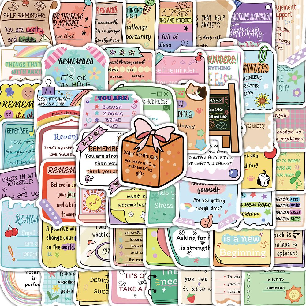 

54PCS Psychological Health Stickers Decoration Graffiti PVC Card Dormitory Laptop Scrapbooking Luggage Aesthetic Art Sticker
