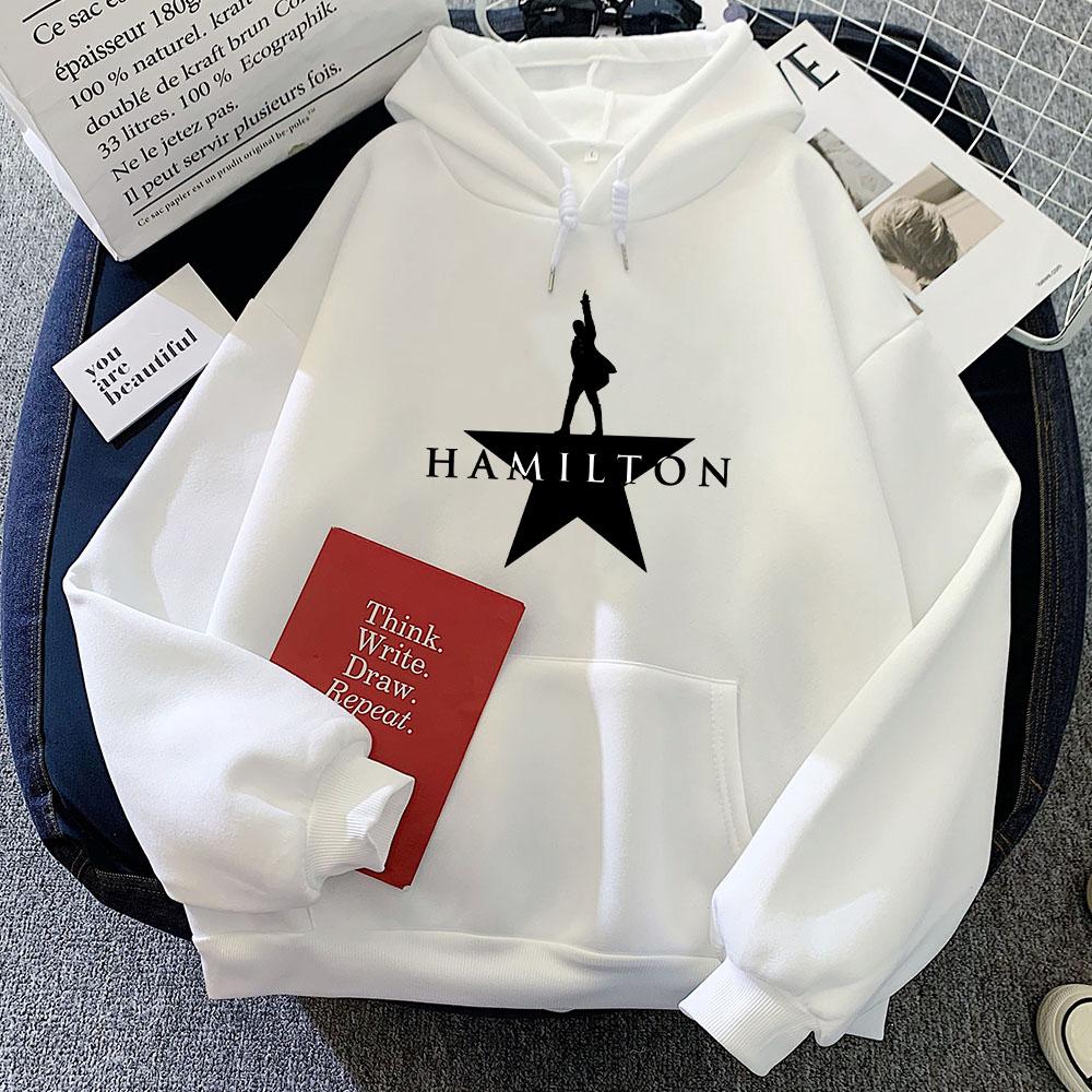 Winter Long Sleeve Hooded Pullovers Musical Hamiltonn Graphic Hoodies Sudadera Mujer Round Neck Pocket Women Sweatshirts Printed