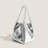 High-Gloss Dopamine Trend Tote: Mirror-Finish Textured Shell Handbag