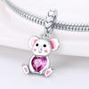 S925 Silver Color Cat Bear Elephant Rabbit Cute Pink Animal Charms Bead Fit  S925 Original Bracelets Fine DIY Jewelry Gifts