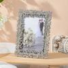 Handmade Rhinestone Wedding Dress Souvenir Photo Frame, Zinc Alloy Pendant Ornament for Desktop Display