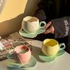 Set de Tasse et Soucoupe en Céramique Marque Fleur 300ml Tasse à Café Tulipe Vintage Haute Beauté Exquis Rose Rouge Tasse à Thé de l'Après-midi