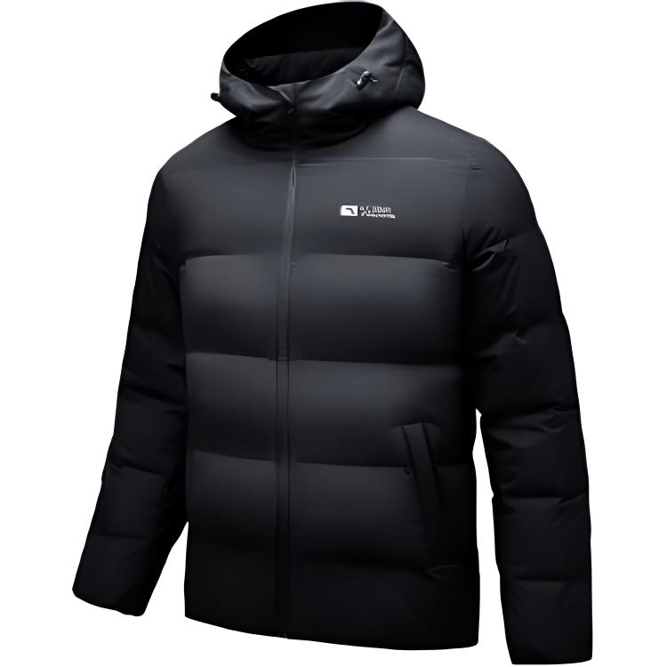 Anta Dynamic Series Casual Warm Hooded Down Jacket Men Outerwear Basic-Black 952447921-2