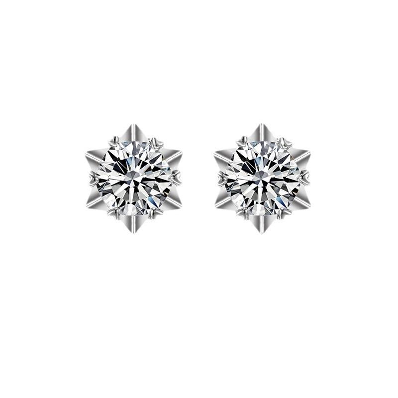 TikTok Kuaishou Live Hot-Selling 2 Carat D Color Simulated Diamond Snowflake Earrings