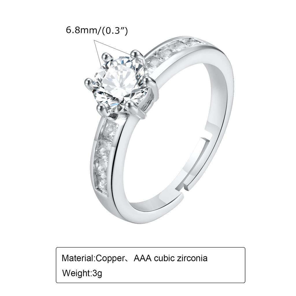 Trendy CZ Stone Adjustable Metal Rings For Women Girls, Gold Color Wedding Brand Engagement Promise Ring Anniversary Party Gift