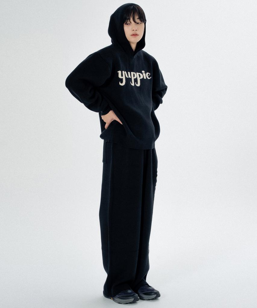 MAYOL Men'S Yuppie Knit Hooded Pullover_Black