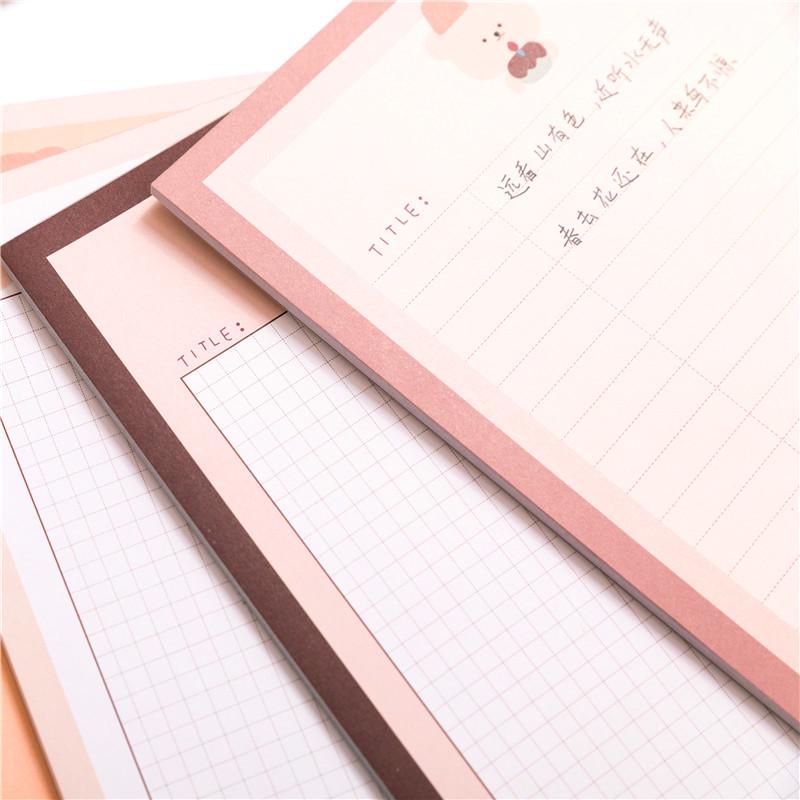 Korean Style Cute Little Bear Cartoon Plaid Sticky Notes for Journaling and Study, B5 Paper