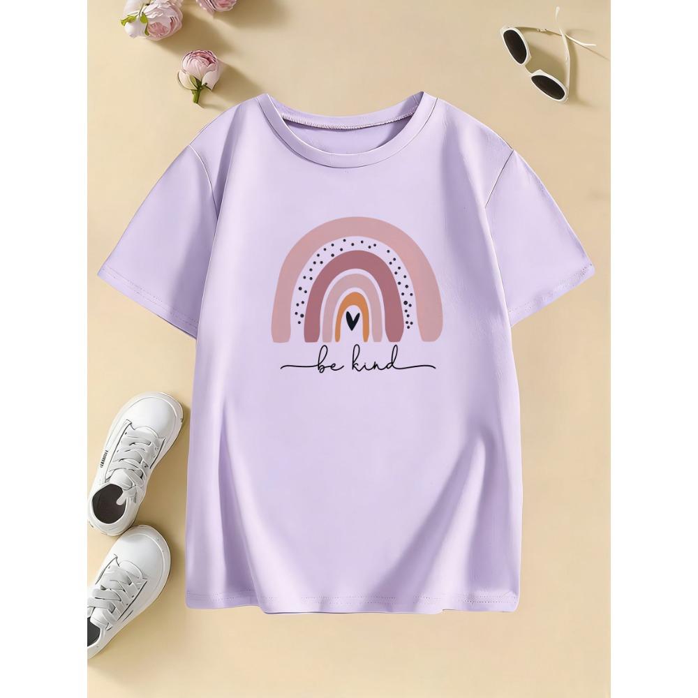 Funny Rainbow Cartoon Print Stylish Design T Shirts Kids Children's T-shirt Boys Girls Summer Spring Casual Top Tee
