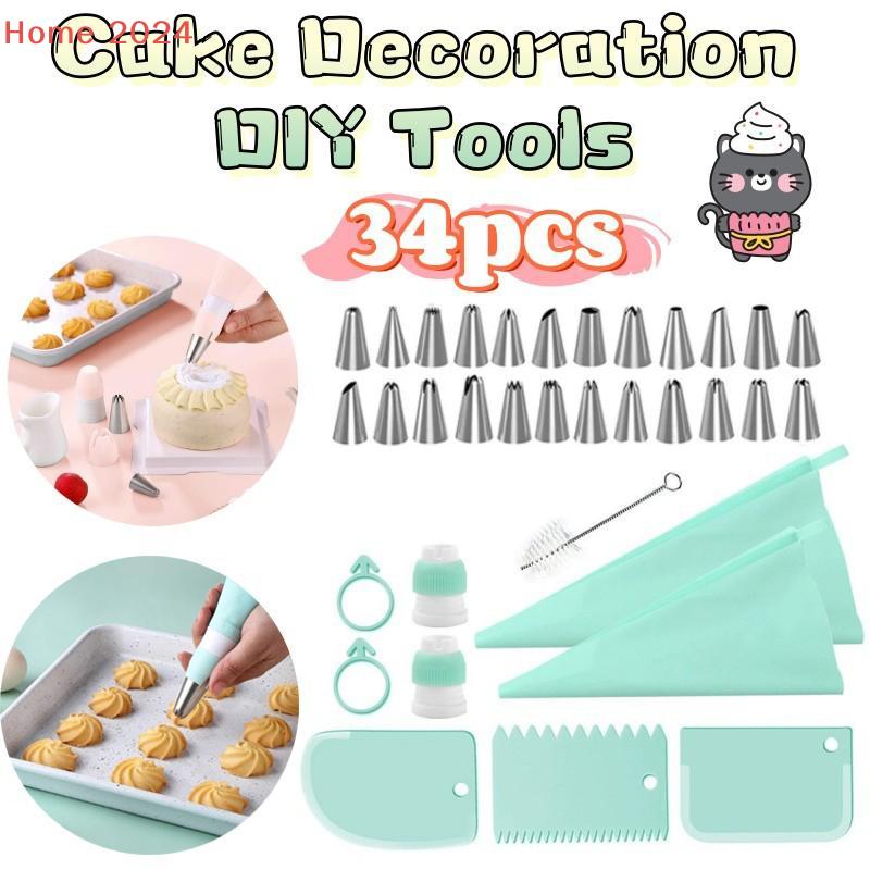 34Pcs Piping Kit Reusable Butter Piping Bag Scraper Full Set Of Baking Tools Decorative Baking DIY