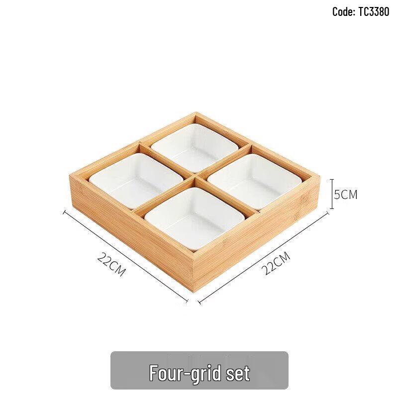 Korean Style Wooden Multi-Compartment Tea Snack Tray