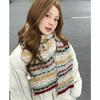 Atmosphere Fair Island Style Knitted Scarf Women's Autumn and Winter Advanced Sense Contrasting Colors To Keep Warm Korean Student Scarf Manufacturer