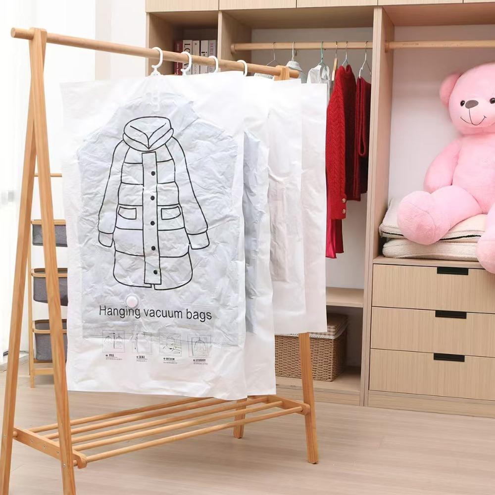 Transparent Vacuum Compression Bag Hang Hook Vacuum Seal Storage Bag  Suits/Dress/Jacket