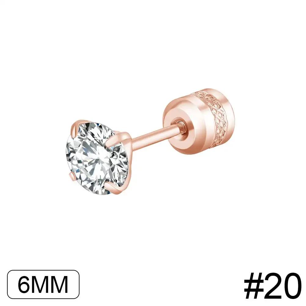 Fashion Four Claw Zircon Cartilage Stainless Steel Ear Stud Crystal Zircon Earrings Piercing Jewelry Steel Clear