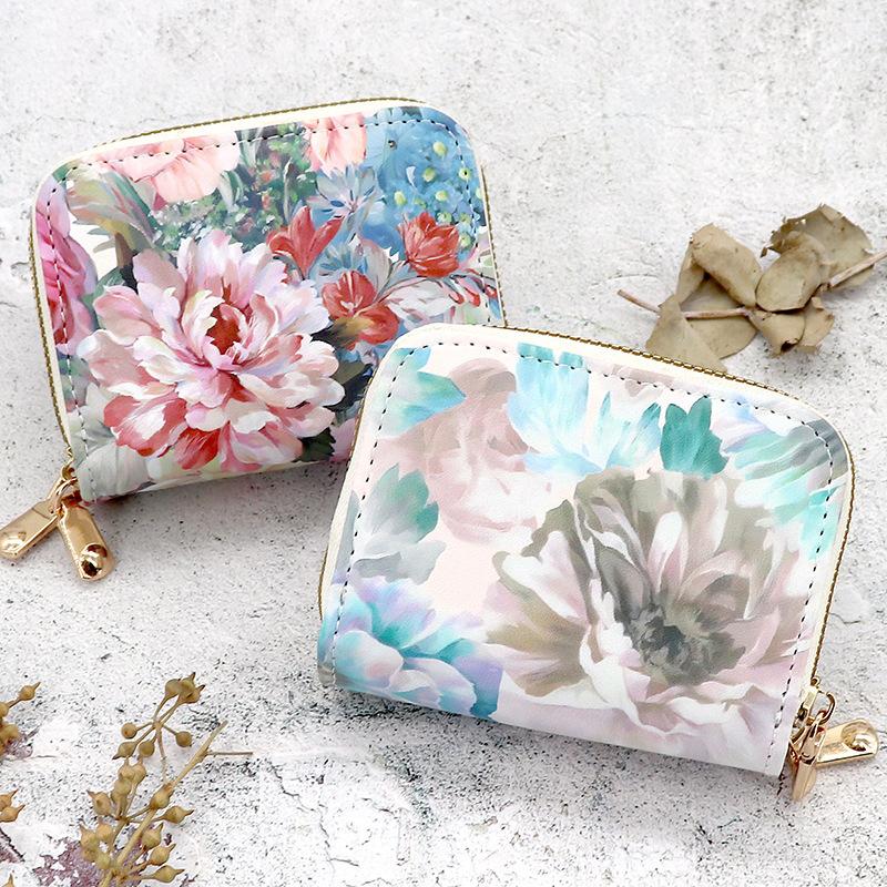 

New Guochao Printed Organ Card Bag Women s Fashion Multifunctional Multi-Card Large Capacity Double Zipper Wallet