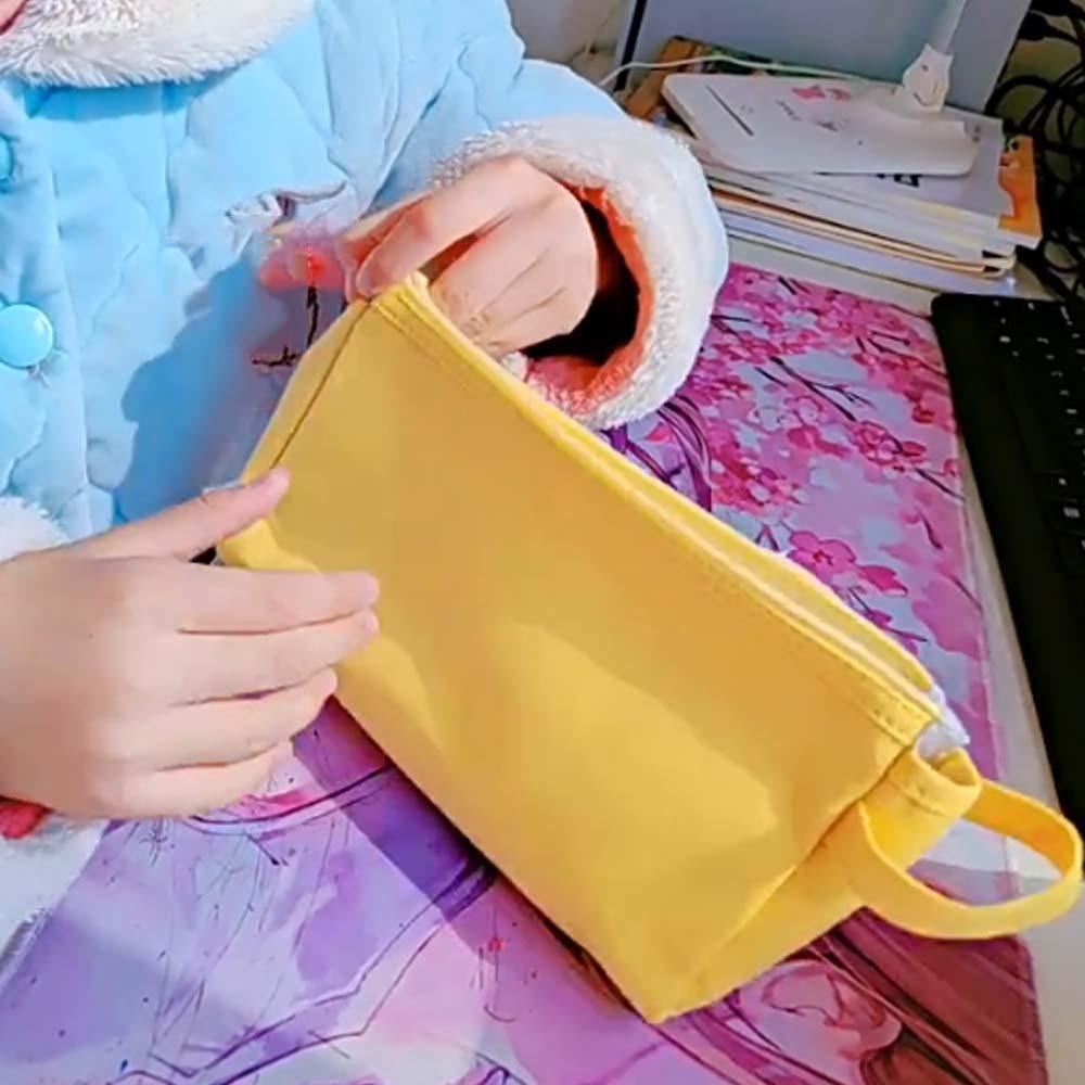 Large Capacity Cute Bear Pencil Pouch Chestnut Stationery Storage Bag Cartoon Canvas Pen Bag  Kids