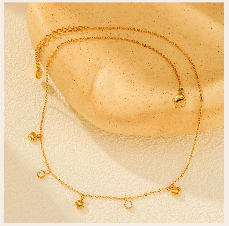 Heart Star Necklace for Women, Cubic Zirconia Stone Charms Necklace Adjustable, Stainless Steel Fashion Jewelry