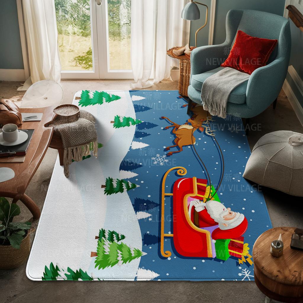 House Entrance Carpet Home Door Mat Living Room Bath Foot Bathroom Non-slip Water Absorption Rugs Bath Merry Christmas Winter