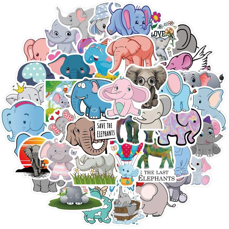 

10/50pcs Cute Cartoon Elephant Stickers Lovely Animal Graffiti Kids Toy Skateboard Car Motorcycle Bicycle Sticker Decals 10PCS