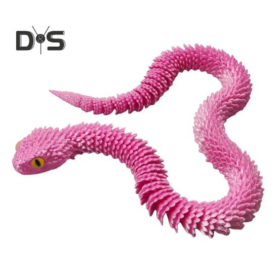 3D Printed Snake Toy Articulated Viper Figurine Fidget Snake Toy Collectible Snake Model with Flexible Joints for Home Office Desk Decor