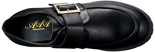 San-A Plus Feminine Monk Strap Shoes, Platform Sole, 5cm Heel, One-Band Buckle, 3583, Women's, Black, Sizes 23.5cm-24.0cm