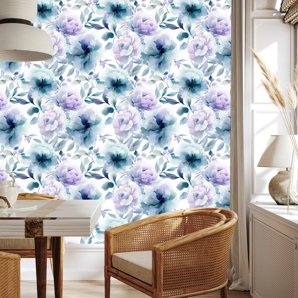 Wallpaper Background White, Blue and Azure for Living Room and Bedroom 50x1000