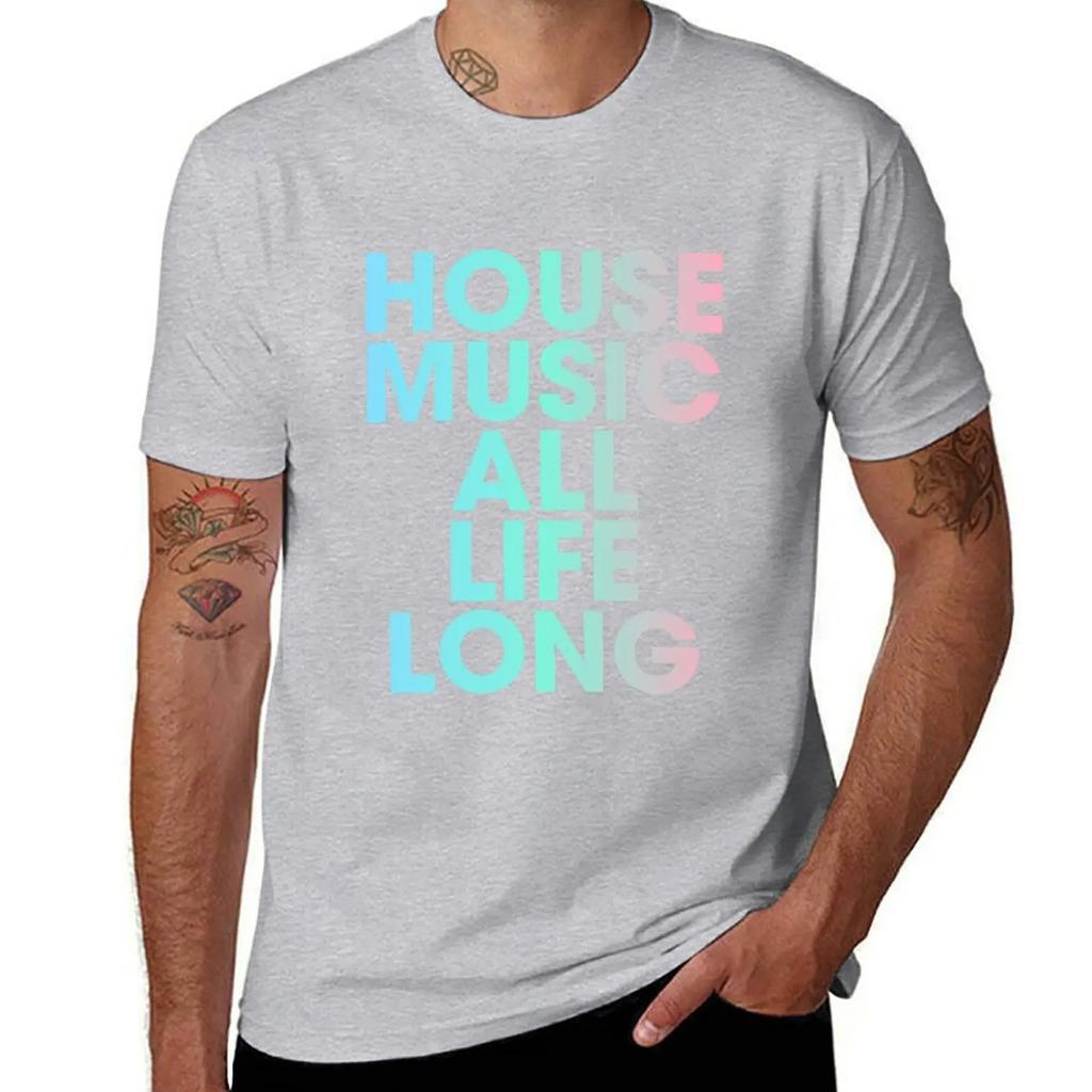 House Music All Life Long EDM T-Shirt Graphic T Shirt Vintage Vintage Graphic Tee Blouse Plus Sizes Mens Graphic T-shirts Anime