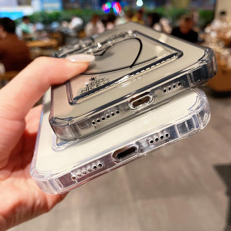 Card Holder Love Heart  Case For iPhone 11 13 16 Pro Max 14 15 12 7 8 Plus XR X Xs 16promax 13promax Card Slot Soft Funda Covers