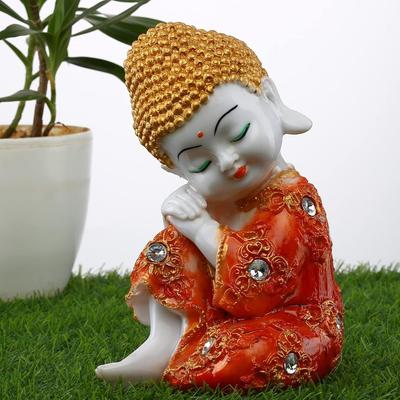 Polyresin Buddha Idol Baby Mönch Statue | Marmor Buddha Statuen Prunkstück für Heimdeko | Lord Buddha Mönch (Mehrfarben)