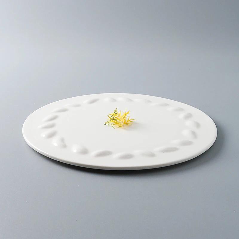 Creative Ceramic Steak Sushi Plate Round Cooking Dishes Simple Home Kitchen Solid Color Cutlery Dinner Plates Snack Dessert Tray