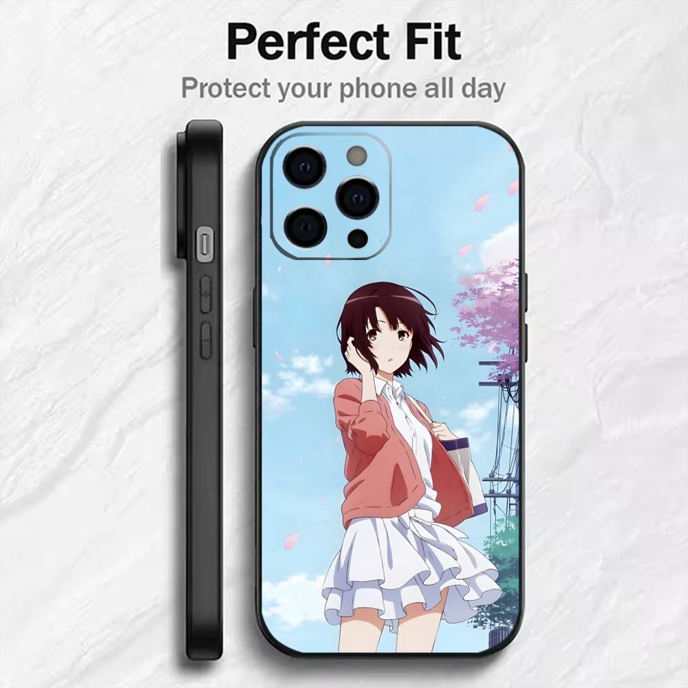 

M-Megumi Anime S-Saekano Phone Case For iPhone17,16,15,14,13,12 Plus,Max Soft Silicone Black Cover iPhone13