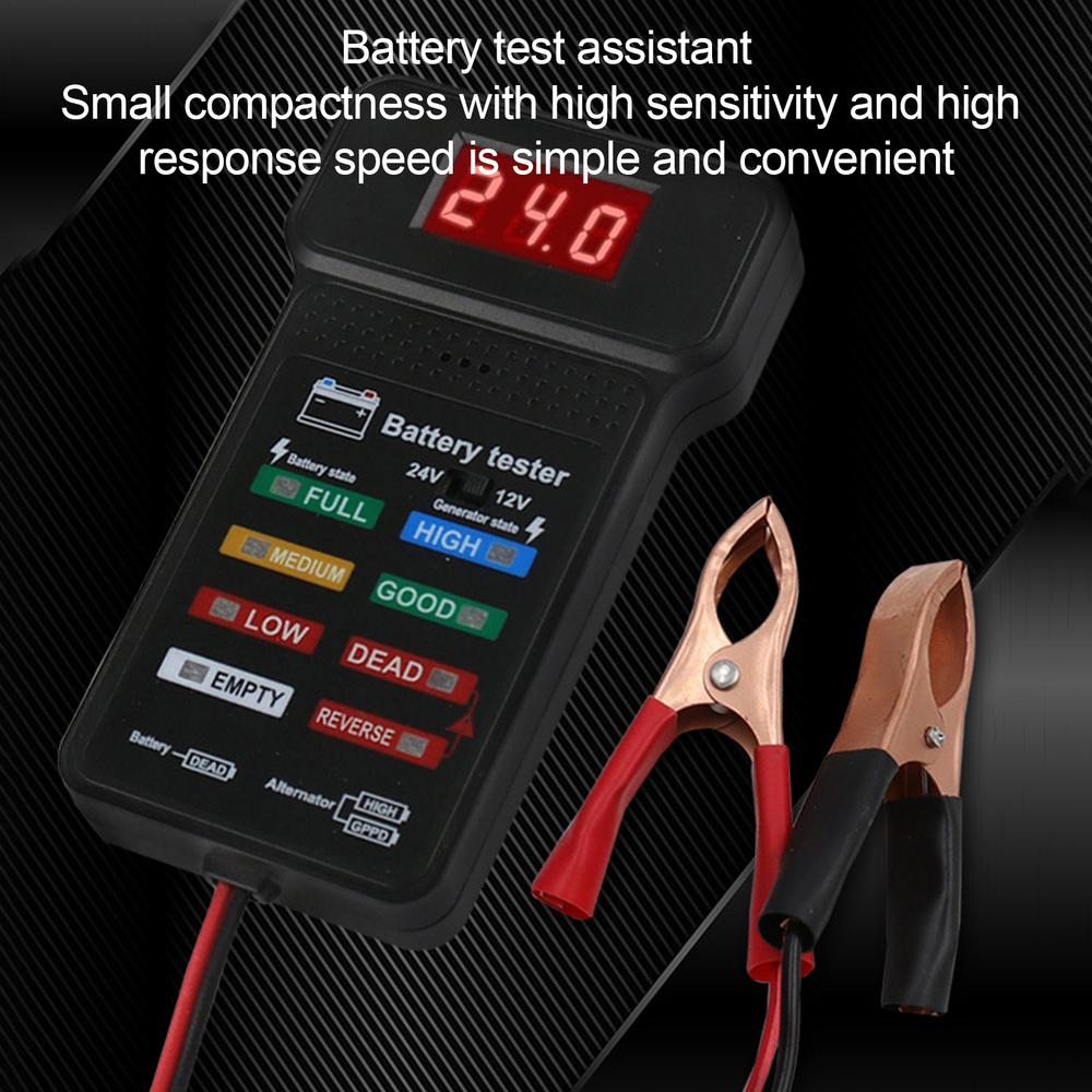 Auto Battery Tester 12V/24V Automotive Battery Diagnostic Tool Automotive Load Tester Indicator Electrical Tools With LCD Displa
