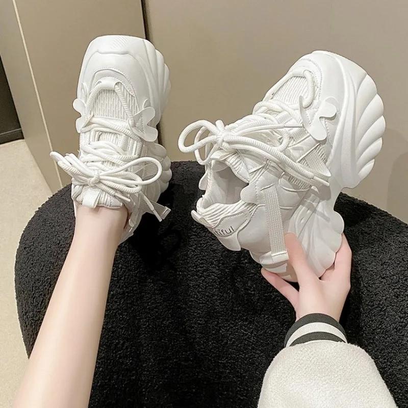Fashion high-quality New Women Platform Sneakers Mesh Casual Chunky sneakers Heels Wedges Breathable Height Increasing Shoes Woman