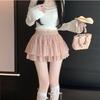 Ballet Style Sweet Fairy Tulle Mini Skirt Women 2026 Summer High Waist Polka Dot Ruffle A Line Cake Skirt for Daily Casual