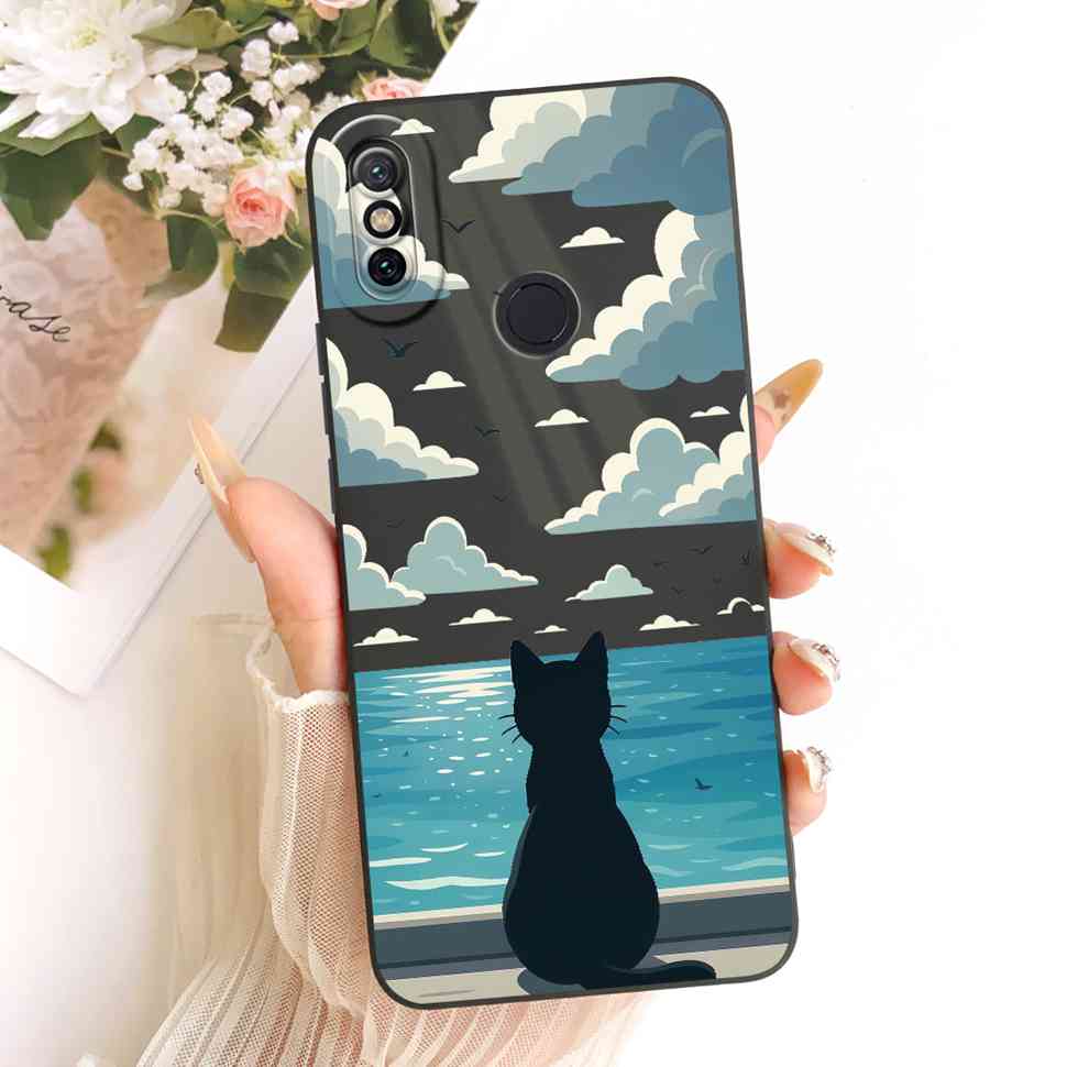 For Xiaomi Mi A2 Case Cute Cartoon Cat Flower Silicone Back Cover For Xiaomi Mi a2 MI 6X M1804D2SG M1804D2SI Phone Shell Bumper