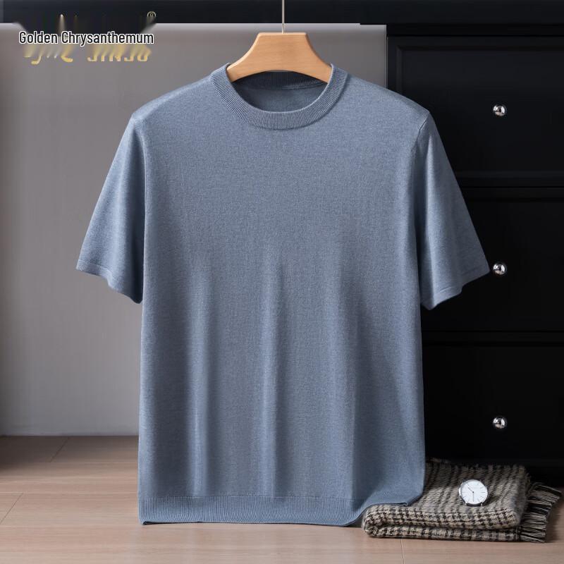 Jinjuan Men's Silk Cashmere Short Sleeve T-Shirt