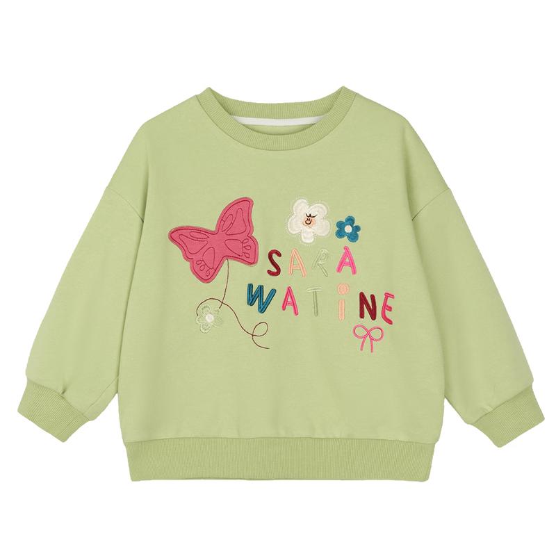LUSON Girls Floral Print Long-Sleeve Sweatshirt 80