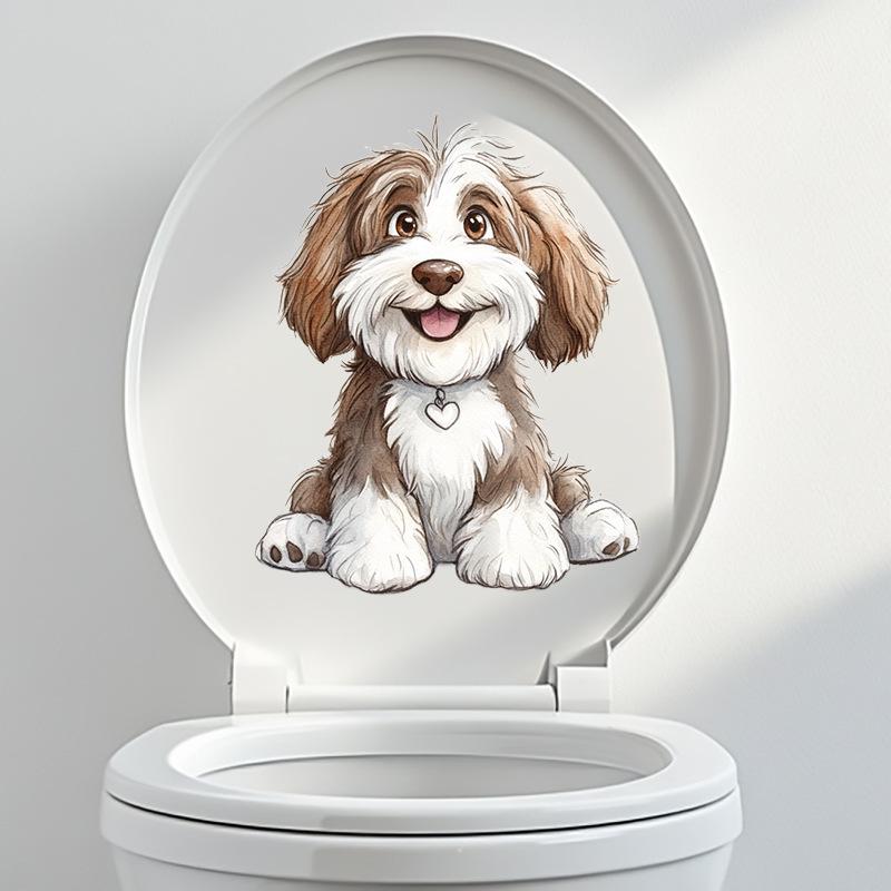 Adorable Warm Puppy Bathroom Toilet PVC Decorative Sticker 1 piece