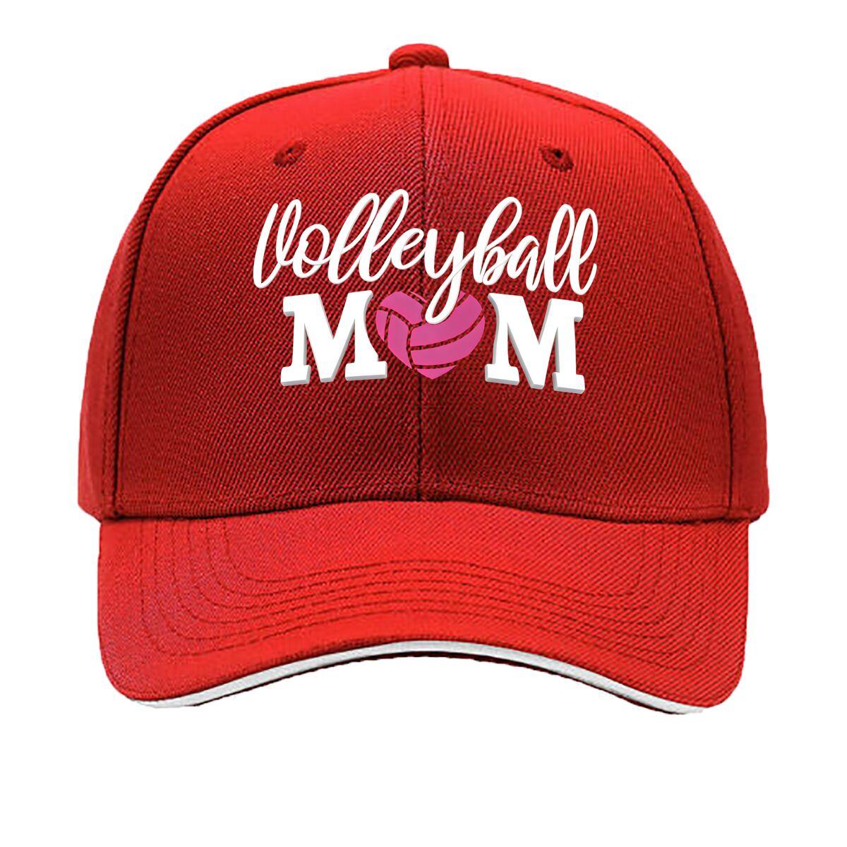 Volleyball Mom Love Heart Volleyball Baseball Cap Adjustable Breathable Golf Hat for Women Fashion Sandwich Baseball Cap One Size