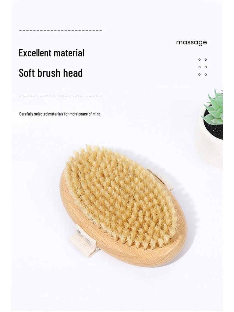 Wooden Boar Bristle Bath Brush with Long Handle for Scrubbing and Massage