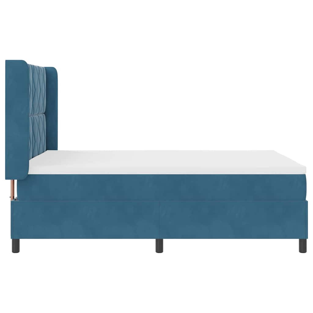 Boxspring Bed with Headboard Blue 140 X 200 Cm Velvet