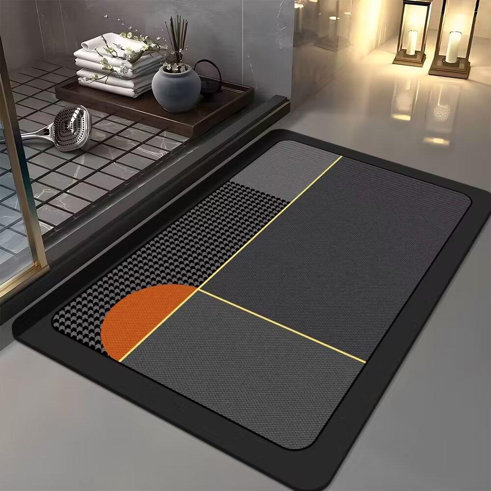 60*90cm Luxury Diatomite Bath Mat - Thick, Absorbent, and Quick-Drying, with A Non-Slip Rubber Base, Suitable for Bathroom Entrances and Entry Doors