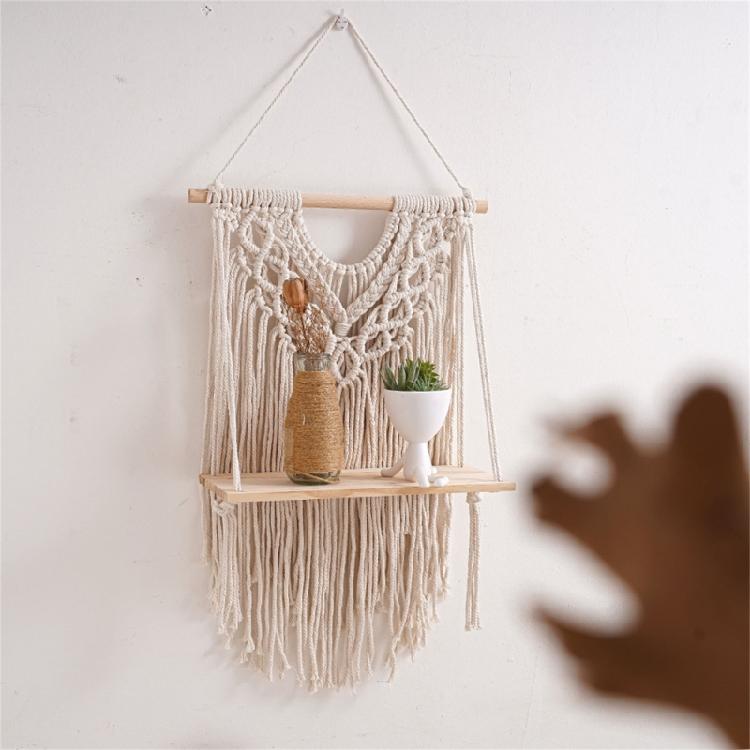 Handwoven Shelf Vintage Wall Organizer Bohemian Floating Shelf Home Decorations