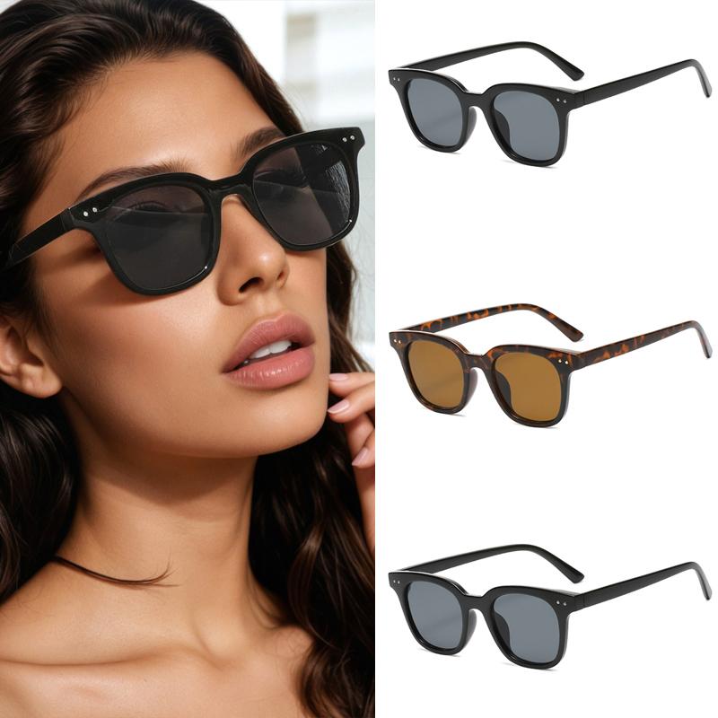 3pcs Vintage Square Sunglasses for Men Women Fashion Designer Brand Sun Shades UV Protection High Quality Driving Glasses