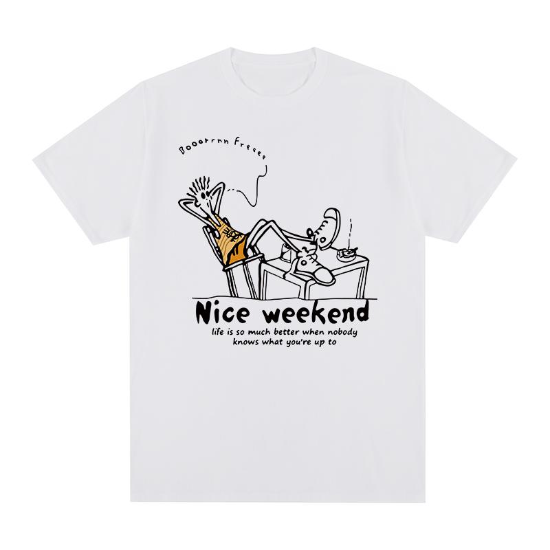 Зови меня по имени Винтажная футболка Хорошие выходные Круглый вырез Чистый хлопок Мужская футболка Новая ФУТБОЛКА ТОП Женский Унисекс S