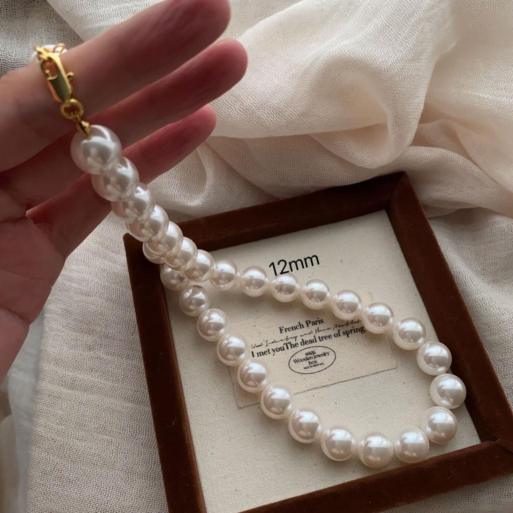 Versatile Necklace, Super Bright Pearl Neck Chain, French Unique Retro Mini Summer Light Luxury Niche