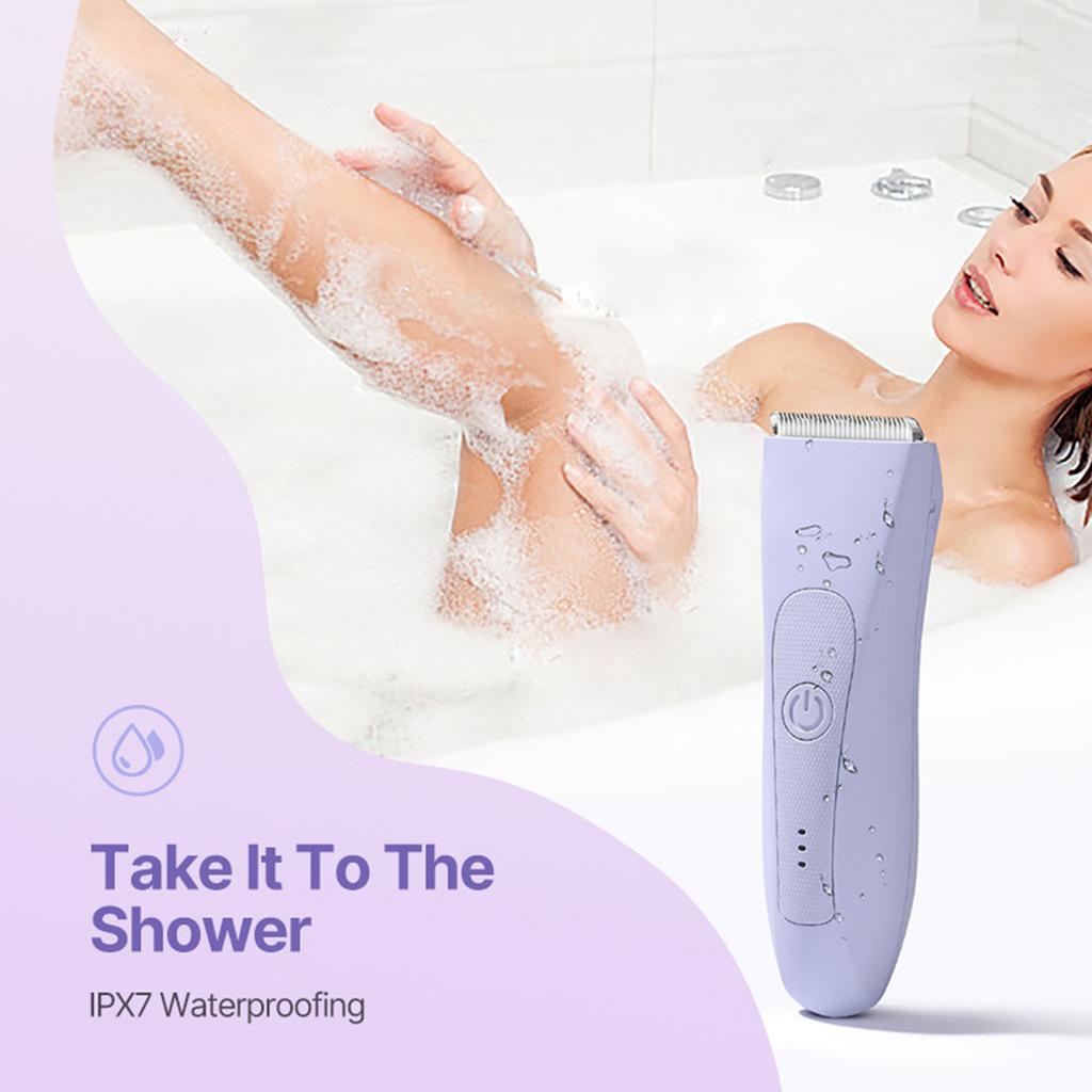 Women's Body Hair Shaver, Electric Pubic Hair Shaver, Set With 2 Guards, Replaceable Ceramic Heads, Wet And Dry Shaver, 90 Minutes Shaving