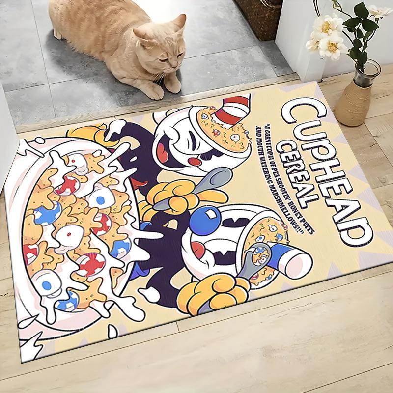 1 Stück Cuphead Mugman Abenteuer Teppich Teppich Anpassbar Weich Waschbar Rutschfest Zuhause Wohnzimmer Sofamatten Personalisierter Teppich 0917249