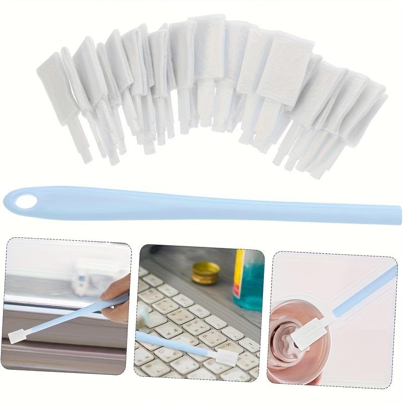 30/50PCS Long Handle Disposable Toilet Brush with Refill Heads Bathroom Crevice Cleaning Scrubber Keyboard Cleaning Tool